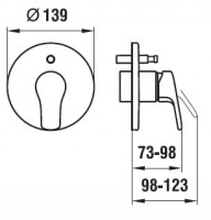 Laufen CITYPRO baterie podomítková vanová/sprchová, přepínač, vrchní sada, chrom   H3219560040001
